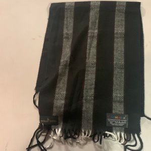 Boundary waters, multicolored, black, gray, and red and white scarf